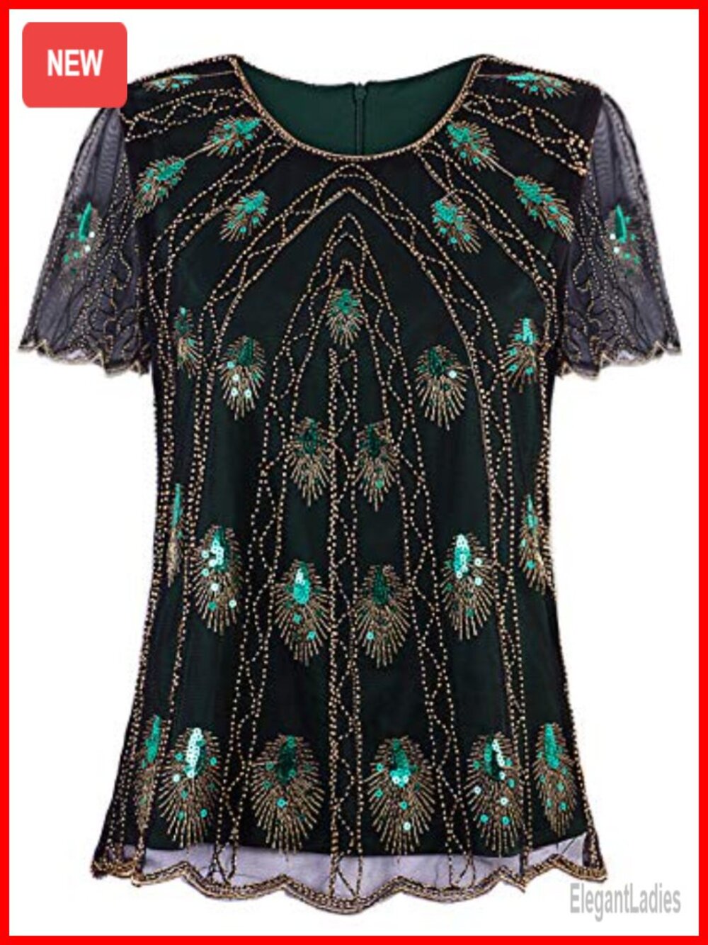 Vintage Beaded Sequin Embellished Blouse Tunic